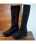 Boden Suede Boots Size 6-6.5 Knee High Flat Zipper Leather Black Riding ... - £47.79 GBP