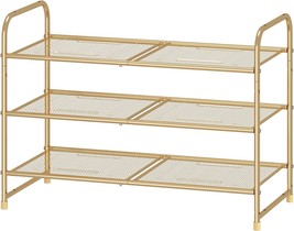 Simple 3-Tier Stackable Shoe Rack In A Trendy Metal Mesh Finish That Can Be - £29.66 GBP