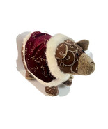 Brown Designer Fabric Bear Wearing A Burgundy Fur Trimmed Cape Collectib... - $22.64 CAD