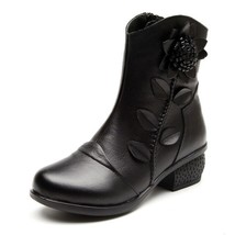 Winter New Fashion Women Shoes Woman Flower Genuine Leather Ankle Boots Female C - £50.04 GBP