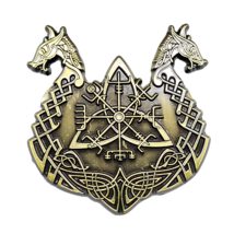 Dragon Longboat Pin Badge Vegvisir Trinity Norse Viking Metal Enamel Bro... - £7.40 GBP