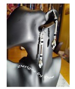 Handmade Upcycled Flowering Obsidian dangling glass beaded Earrings. SHI... - $533.80 MXN Handmade Upcycled Flowering Obsidian dangling glass beaded Earrings. SHI... - $533.80 MXN