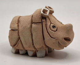 Artesania Rinconada Baby Rhinoceros Animal Figurine Clay Rhino Uruguay R... - £13.94 GBP