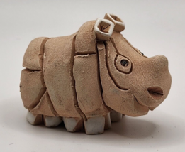 Artesania Rinconada Baby Rhinoceros Animal Figurine Clay Rhino Uruguay R... - £13.35 GBP