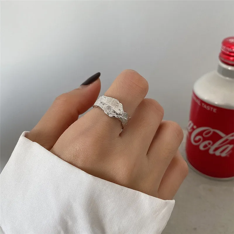 RUIYI Real 925  Silver Women Minimalist Muscle Texture Zircon Rings Girls Punk H - $38.42