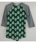 Lularoe Randy 3/4 Gray Sleeve Black Shirt With Vampire Dracula Design Sz... - $15.18 CAD
