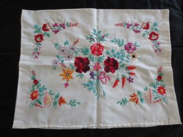 2 Vintage Unused Embroidered Floral Pillow COVERS--17&quot; X 21-1/2&quot; &amp; 16-1/2&quot; X 19&quot; - £20.09 GBP