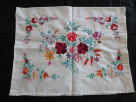 2 Vintage Unused Embroidered Floral Pillow COVERS--17&quot; X 21-1/2&quot; &amp; 16-1/2&quot; X 19&quot; - £20.03 GBP