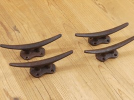 4 Cleat Boat Hooks Handles Pull Cast Iron Ship Dock Nautical Decor Rusti... - $21.99