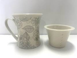 Teavana 3 Piece Tea Cup Mug New Bone China Infuser Strainer Lid Floral   - $19.79