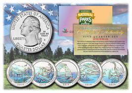 2014 America The Beautiful HOLOGRAM Quarters U.S. Parks 5-Coin Set w/Cap... - £12.70 GBP