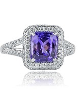 3.07 Ct Natural Cushion Cut Tanzanite Diamond Engagement Ring 18k White ... - £2,228.90 GBP