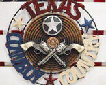 18" Wide Vintage Rustic Texas Cowboy Country 2 Pistols Metal Circle Wall... - $50.95