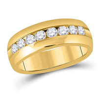 14kt Yellow Gold Mens Round Diamond Wedding Band Ring 1 Cttw - £2,467.60 GBP
