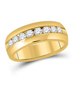 14kt Yellow Gold Mens Round Diamond Wedding Band Ring 1 Cttw - £2,424.04 GBP