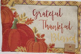 Set Of 3 Tapestry Placemats, 13&quot;x19&quot;, Fall Pumpkins,Grateful,Thankful,Blessed,Hc - £13.41 GBP