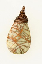 Artisan Jewelry Supply Teardrop Picasso Jasper Wire Wrapped Pendant 2.25... - $19.79