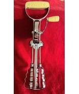 Vintage Rotary Egg Beater Flint Ekco Stainless 12&quot; Hand Crank Yellow Han... - $34.04 CAD