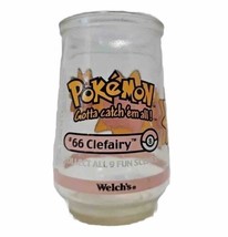 Pokemon Clefairy Welch&#39;s Jelly Jar Glass 4&quot; #66 Nintendo 1999 Vtg - $14.80