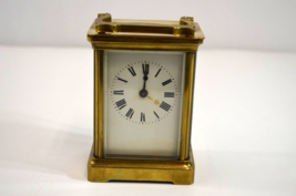 Antique Brass Carriage Clock Desk Mantle Small French c. 1840s NO KEY - $193.32
