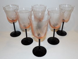 Rare Arte Murano Icet Italy Art Glass Set Of 6 Pink Amethyst WINE/WATER Goblets - £196.98 GBP