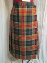 K470 Highland Queen Green Gold Red Tartan Plaid Pleated Kilt Skirt 24-26”waist S - £23.73 GBP