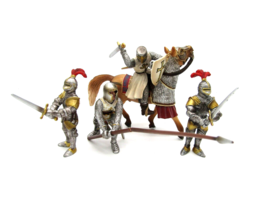 Schleich World of Knights White and Gold Battle Knights and Horse Lot Retired - £22.70 GBP