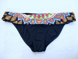 NWOT Trina Turk Moroccan Medallion Hipster Bikini Bottom 12 Black Multi TT6AG96 - £27.96 GBP