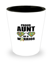 Shot Glass  Funny Proud Aunt Of A Warrior  - £15.76 GBP