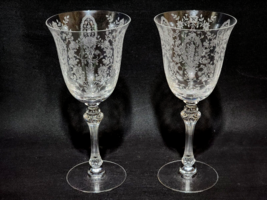 Vintage Tiffin-Franciscan June Night Wine Water Etched Crystal Goblet - Set Of 2 - £30.34 GBP