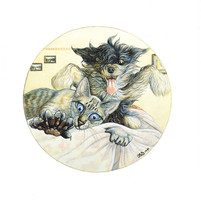 Funny Cat Art Print Zoe Stokes Original Vintage Cat Artwork Cats Home Decor - £5.37 GBP