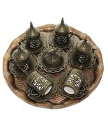 27 Ct Coffee Serving Cup Saucer Gift Set Old Brass Ottoman Turkish Greek... - $116.67