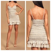 Lulus Plaid Smocked Ruffled Mini Dress L - $44.55