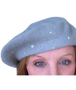 Vince Camuto French Chic Wool Beret Gray Cap One Size Studded Sparkle Bl... - $33.89 CAD