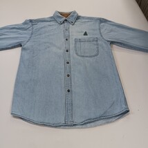 Vintage Faded Glory FGM46F01 Mens Small Blue Denim Shirt Long Sleeve Button-Down image 12