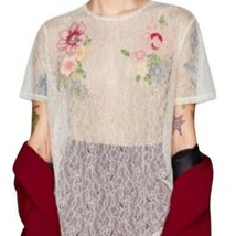 Zara Floral Embroidered Sheer Lace Top - £15.83 GBP