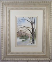 Art Painting Winter Scene Watercolor 7&quot; x 5&quot; Framed @ 12&quot; x 14&quot; S. Philbrick. - £36.58 GBP