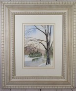 Art Painting Winter Scene Watercolor 7&quot; x 5&quot; Framed @ 12&quot; x 14&quot; S. Philb... - £36.05 GBP
