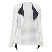 Gareth Pugh Runway Plisse Silk Draped Biker Women Cream Size 38 - £455.03 GBP