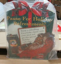 Vintage Coca Cola Santa Holiday Refreshment Promotional Cup Carboard Sign - £123.98 GBP