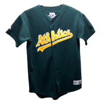 Oakland Athletics MLB Vintage 90s Boys Green Scripted Sewn Majestic Jersey L - £15.15 GBP