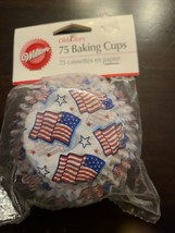 Wilton 75-Count Old Glory Red White and Blue American Flag Baking Cups  NEW - £3.52 GBP