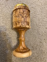 Ornate Vintage Catholic Church Altar Wood Carved Chalice W/ Jerusalem - £29.13 GBP