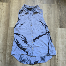 Rock and Republic Top Blue Women Size Small Tie-dye Collar Sleeveless V-... - £14.89 GBP