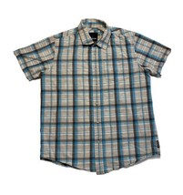 prAna Tamarack Short Sleeve Button Up Shirt Blue White Plaid Men’s Small Outdoor - £8.04 GBP