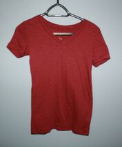 Womens Arizona Jean Short Sleeve Red Scoop Neck Pull Over Shirt XS - $6.92