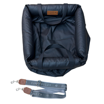 FunnyFuzzy Faux Leather Dog Car Seat Booster Bed with Strap Black/Gray - $48.79