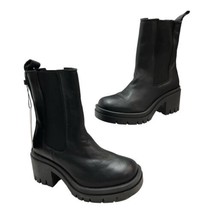 Selected Femme Chelsea Boots Womens 37 US 6 Black Leather Chunky Sole Gr... - $74.44