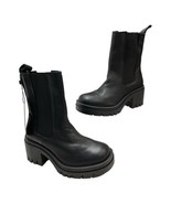 Selected Femme Chelsea Boots Womens 37 US 6 Black Leather Chunky Sole Gr... - $102.02 CAD