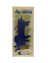 Vintage Sabena Belga Aria Linee Bruxelles Londra Brochure Mappa - £42.05 GBP